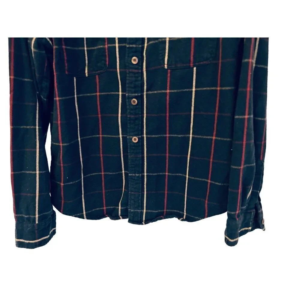 J.Crew Flannel Shirt Tartan Casual Button-down Front Pocket Cotton Size Large